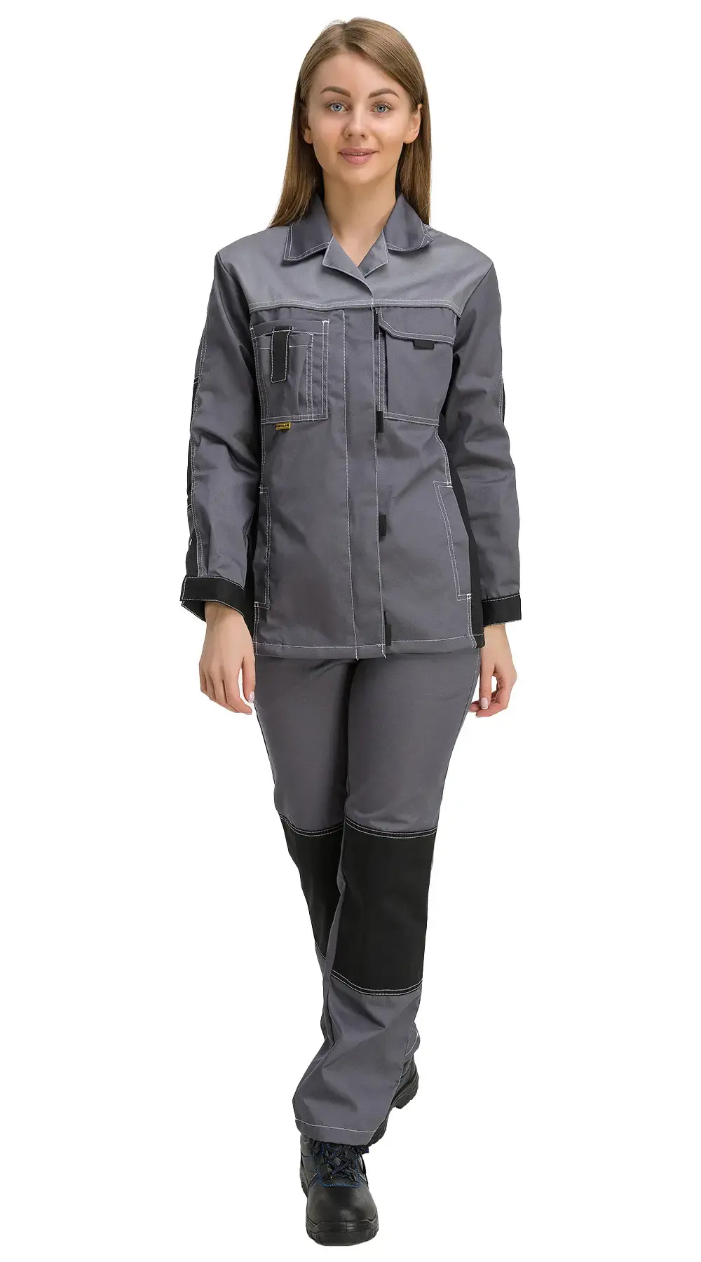 Костюм рабочий женский летний RONTA KS214 с брюками темно-серый, светло-серый, черный