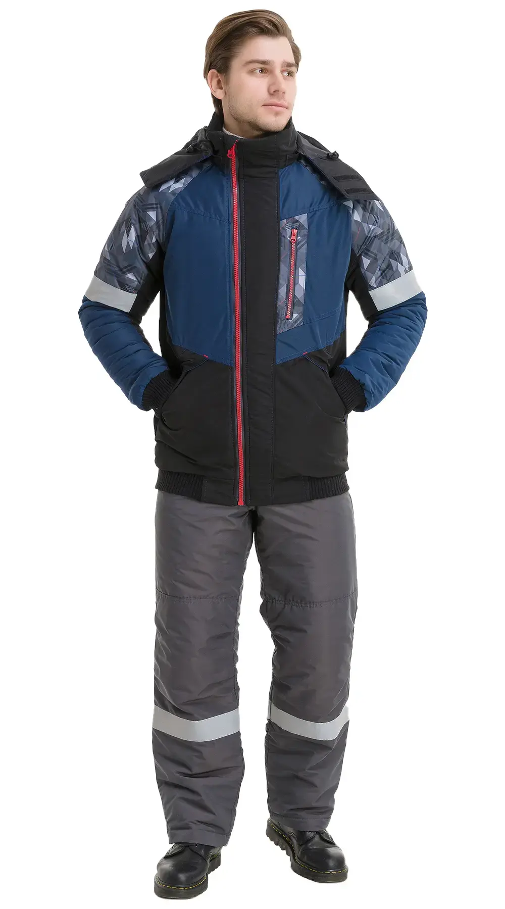 Куртка рабочая мужская зимняя утепленная Восток-Сервис "Конструктор" черная, синяя