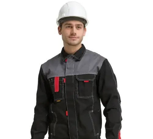 Костюм рабочий мужской летний RONTA KS212 с полукомбинезоном черный, темно-серый