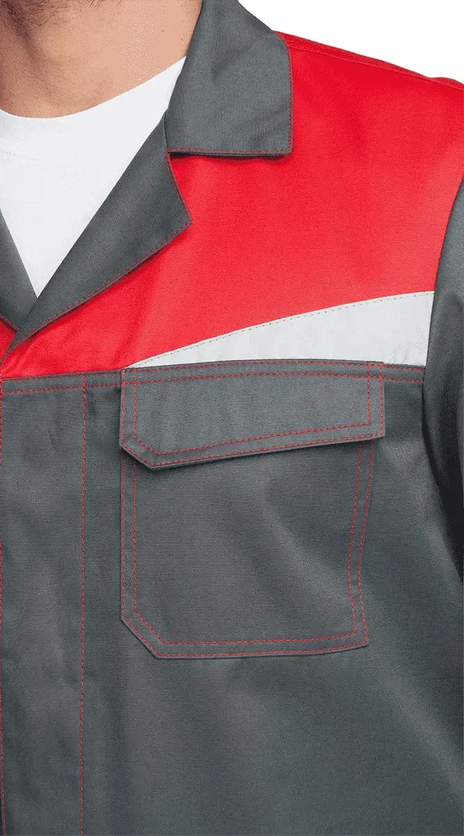 Халат рабочий мужской летний RONTA HL541 темно-серый, красный