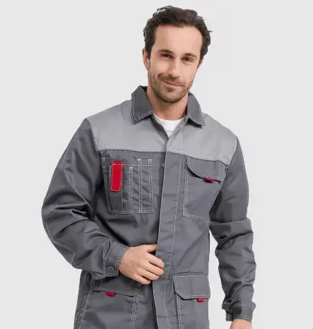 Куртка рабочая мужская летняя RONTA KR3090 темно-серый, светло-серый, красный