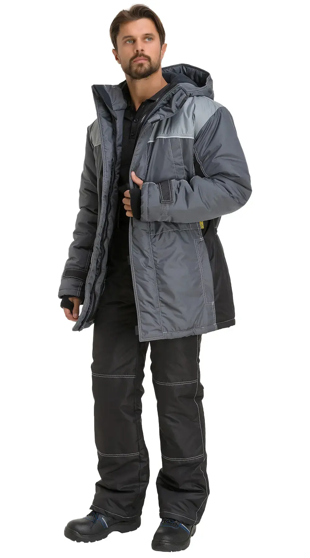 Куртка рабочая мужская зимняя утепленная RONTA KR930 темно-серая, черная, светло-серая