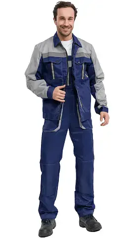 Костюм рабочий мужской летний RONTA KS818 с полукомбинезоном темно-синий, серый