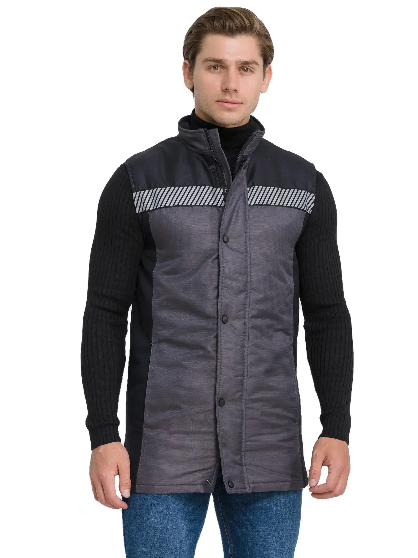 Жилет рабочий мужской утепленный зимний RONTA JT3085 темно-серый, черный