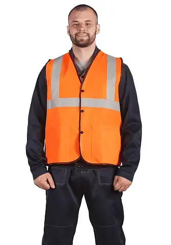 Жилет "РЖД" сигнальный с карманами на пуговицах