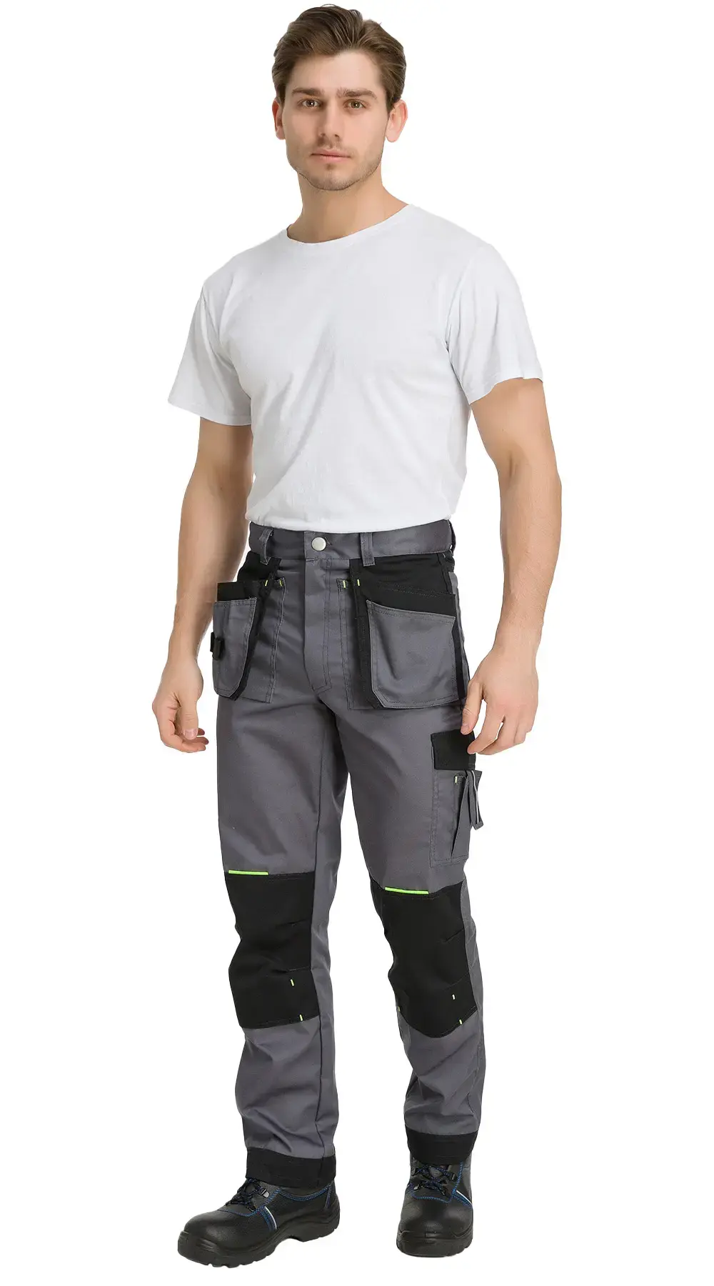Брюки рабочие мужские летние RONTA BR204 темно-серые, черные, лаймовые