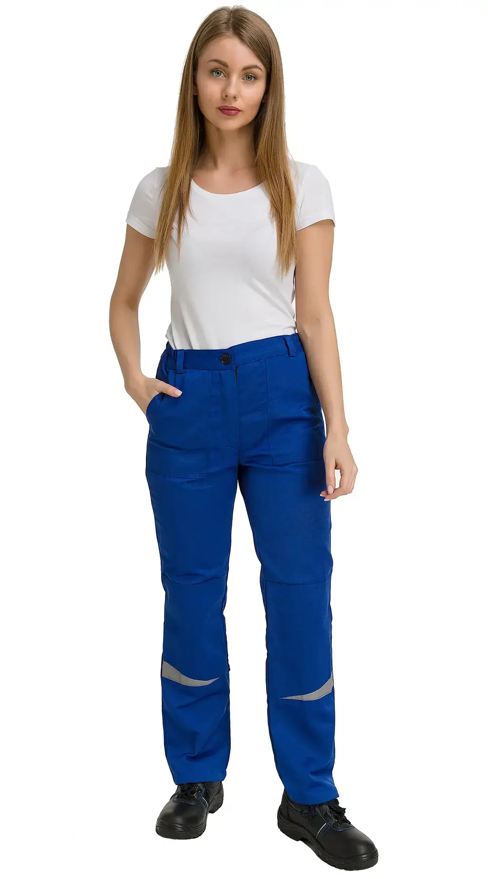 Костюм рабочий женский летний RONTA KS625 с брюками васильковый, темно-синий