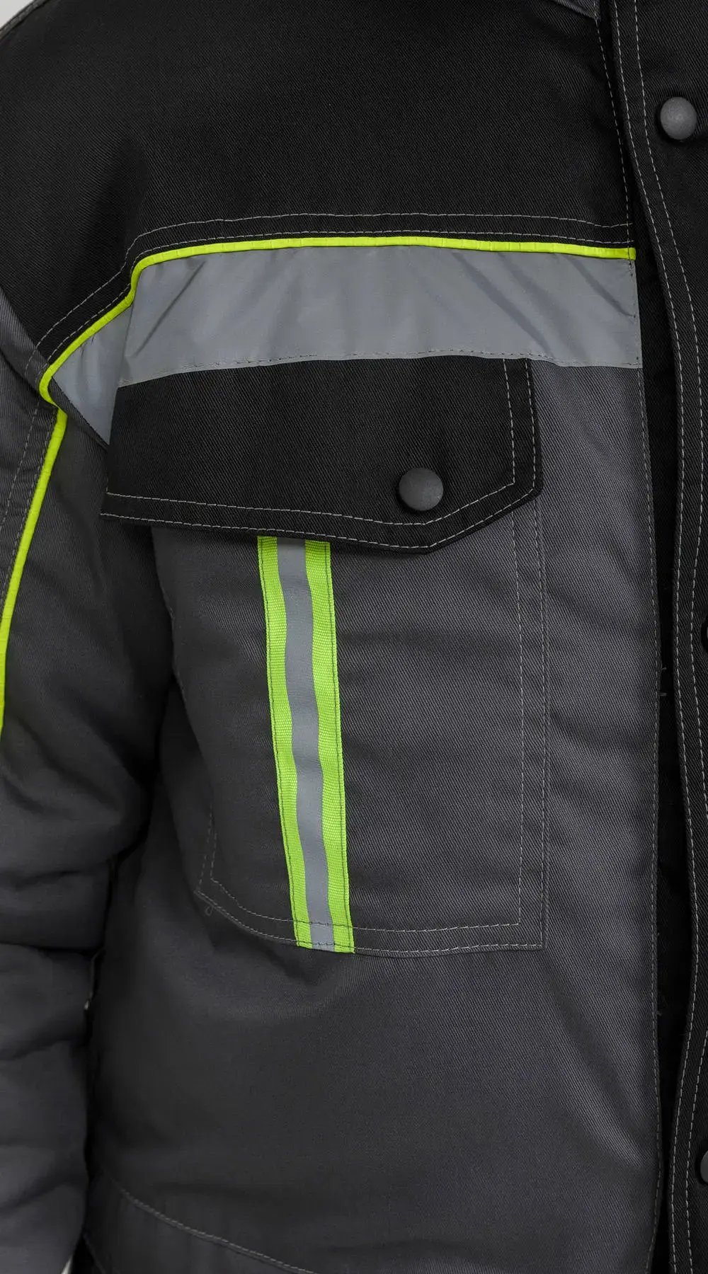 Костюм рабочий мужской утепленный зимний RONTA KS580 с полукомбинезоном т.серый, черный, лайм