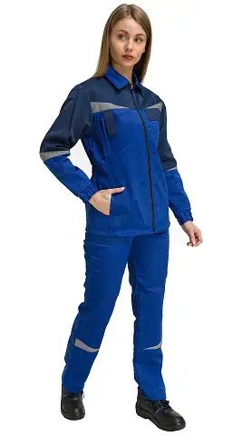 Костюм рабочий женский летний RONTA KS625 с брюками васильковый, темно-синий