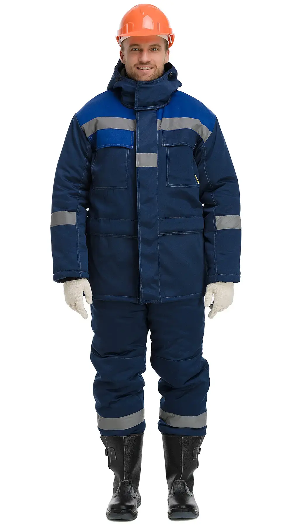 Костюм рабочий мужской утепленный зимний RONTA KS242 с полукомбинезоном темно-синий, васильковый