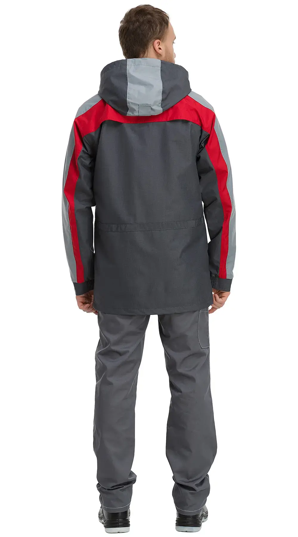 Куртка-ветровка рабочая мужская летняя Техноавиа "Реал" темно-серая, светло-серая, красная