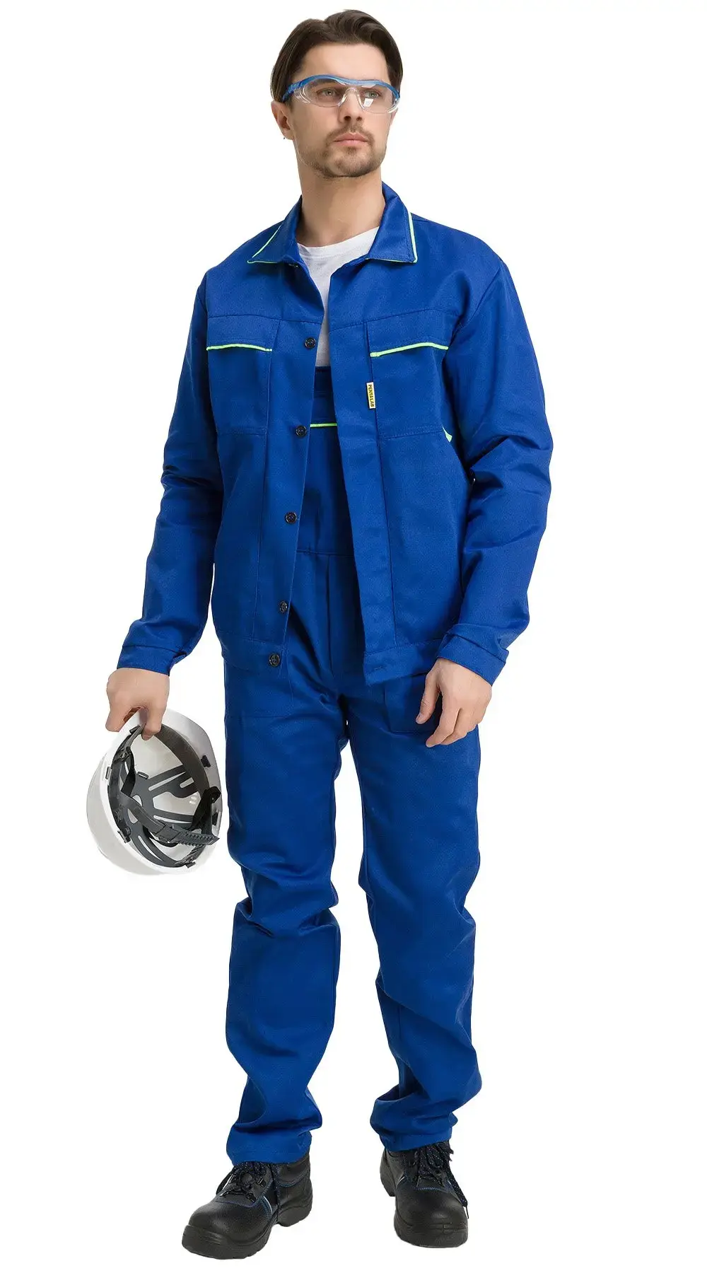 Костюм рабочий мужской летний RONTA KS622 с полукомбинезоном васильковый, лаймовый