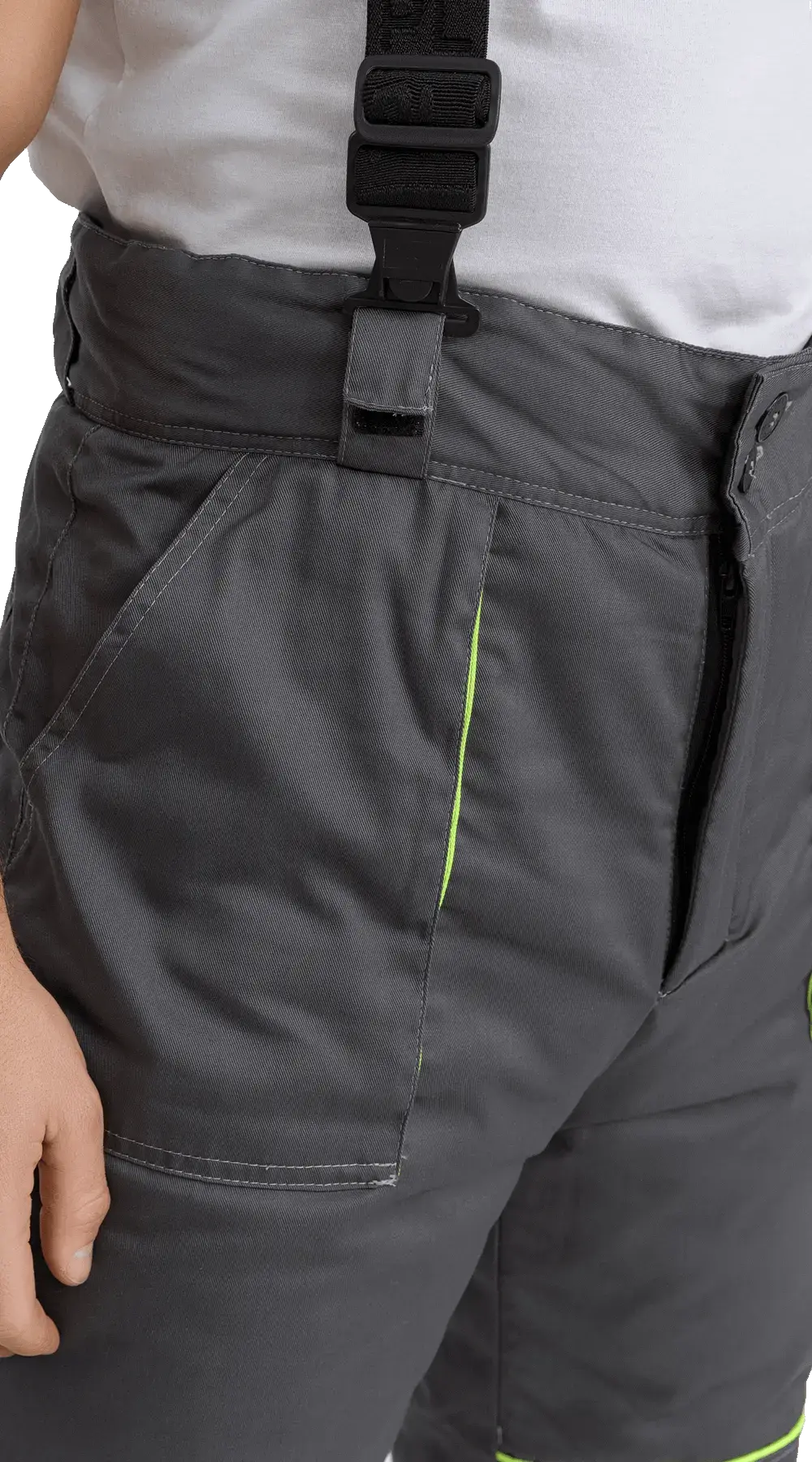 Костюм рабочий мужской утепленный зимний RONTA KS580 с полукомбинезоном т.серый, черный, лайм