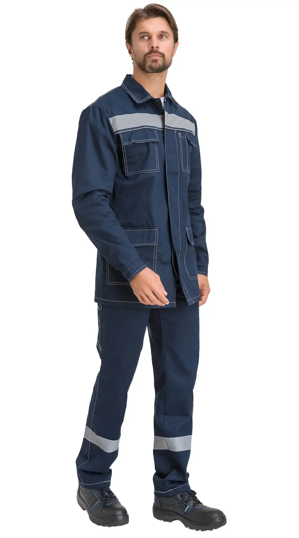 Костюм рабочий мужской летний RONTA KS910 с полукомбинезоном темно-синий