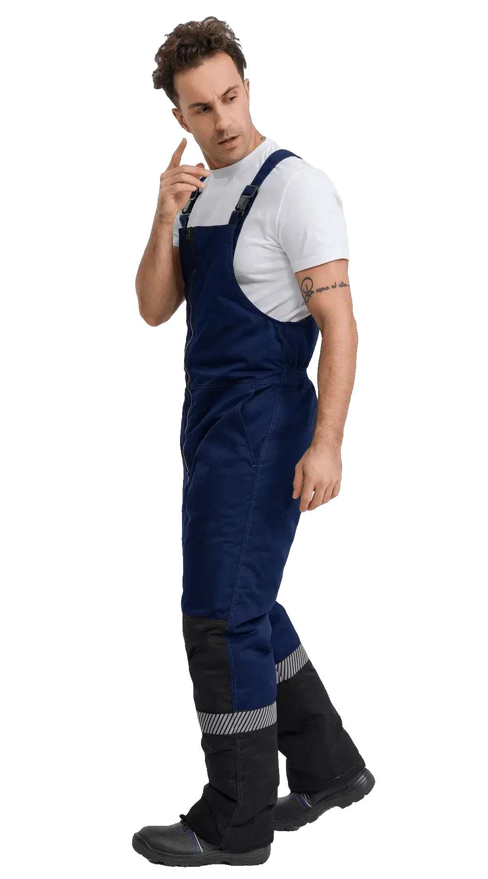 Полукомбинезон рабочий мужской зимний утепленный RONTA PL585 с СОП темно-синий, черный