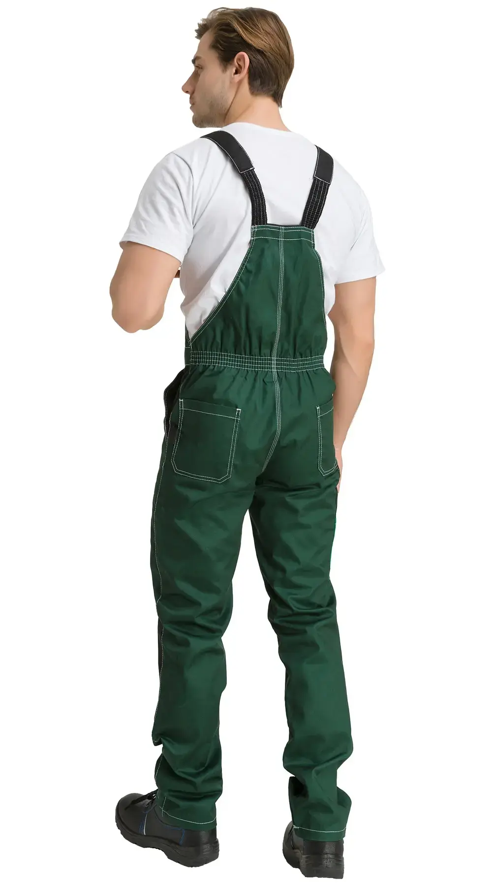 Костюм рабочий мужской летний RONTA KS212 с полукомбинезоном темно-зеленый, светло-зеленый, черный