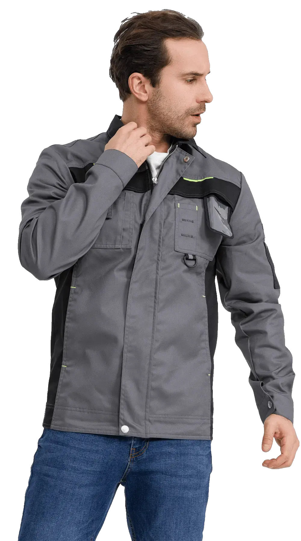 Куртка рабочая мужская летняя RONTA KR203 темно-серый, черный, лаймовый