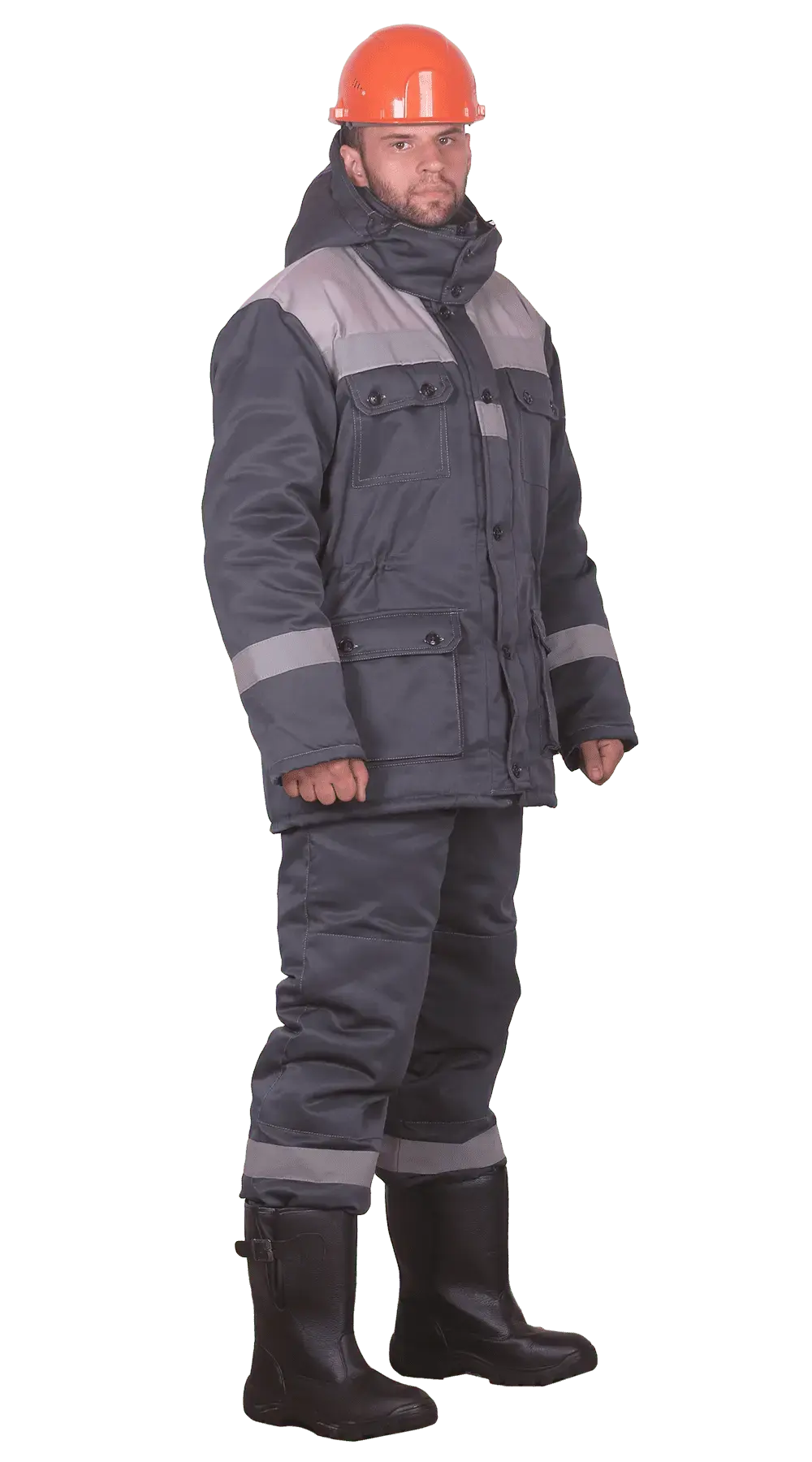 Куртка рабочая мужская зимняя утепленная RONTA KR241 темно-серая, светло-серая