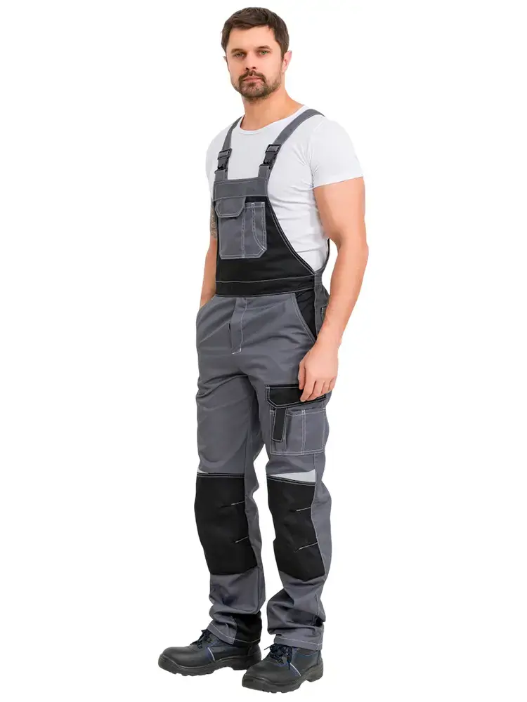 Полукомбинезон рабочий мужской летний RONTA PL207 темно-серый, черный
