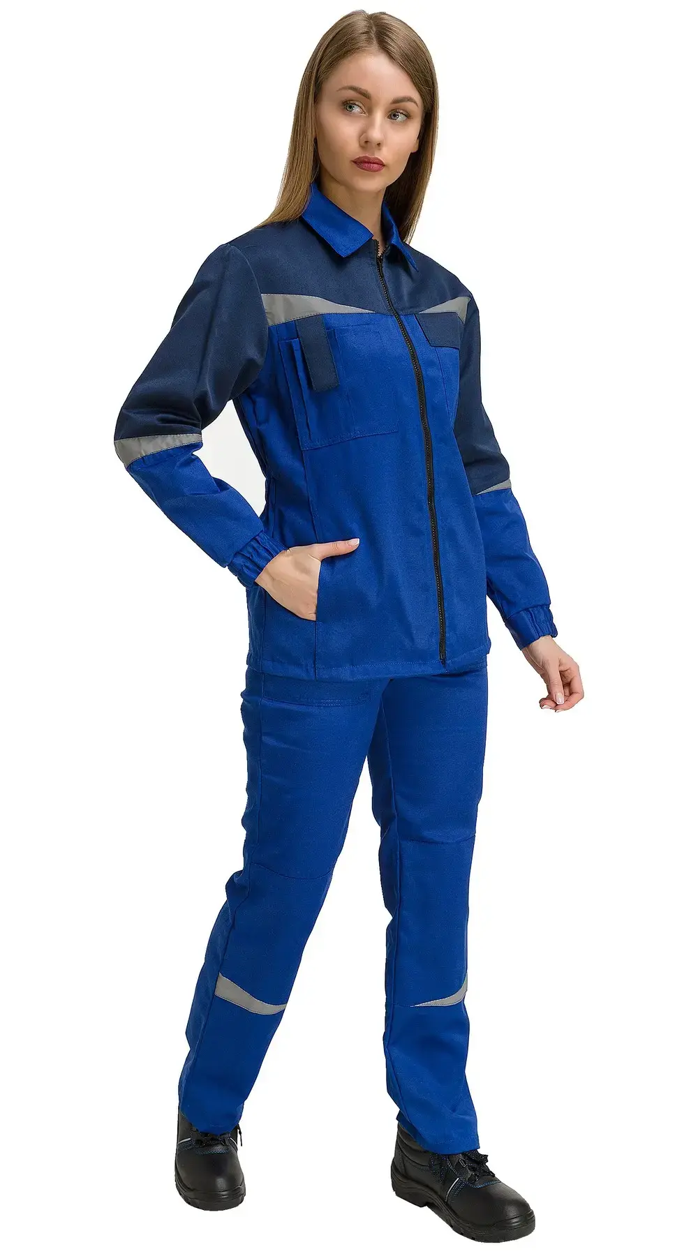 Костюм рабочий женский летний RONTA KS625 с брюками васильковый, темно-синий