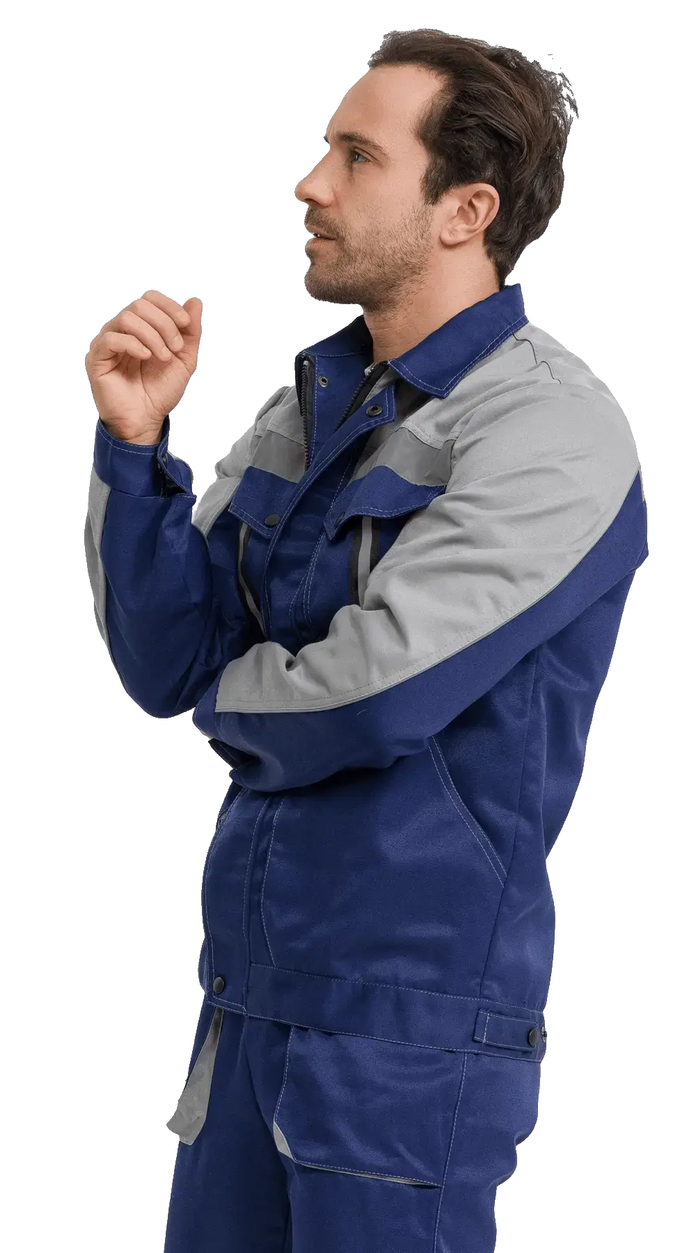 Костюм рабочий мужской летний RONTA KS818 с полукомбинезоном темно-синий, серый