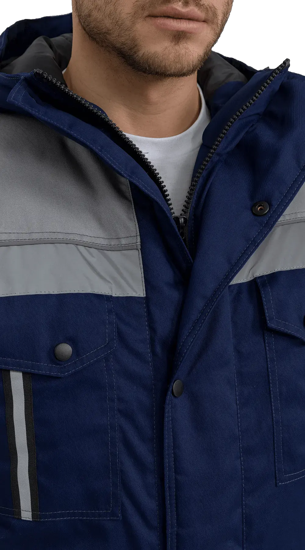 Костюм рабочий мужской утепленный зимний RONTA KS580 с полукомбинезом утепленный т.синий, св.серый