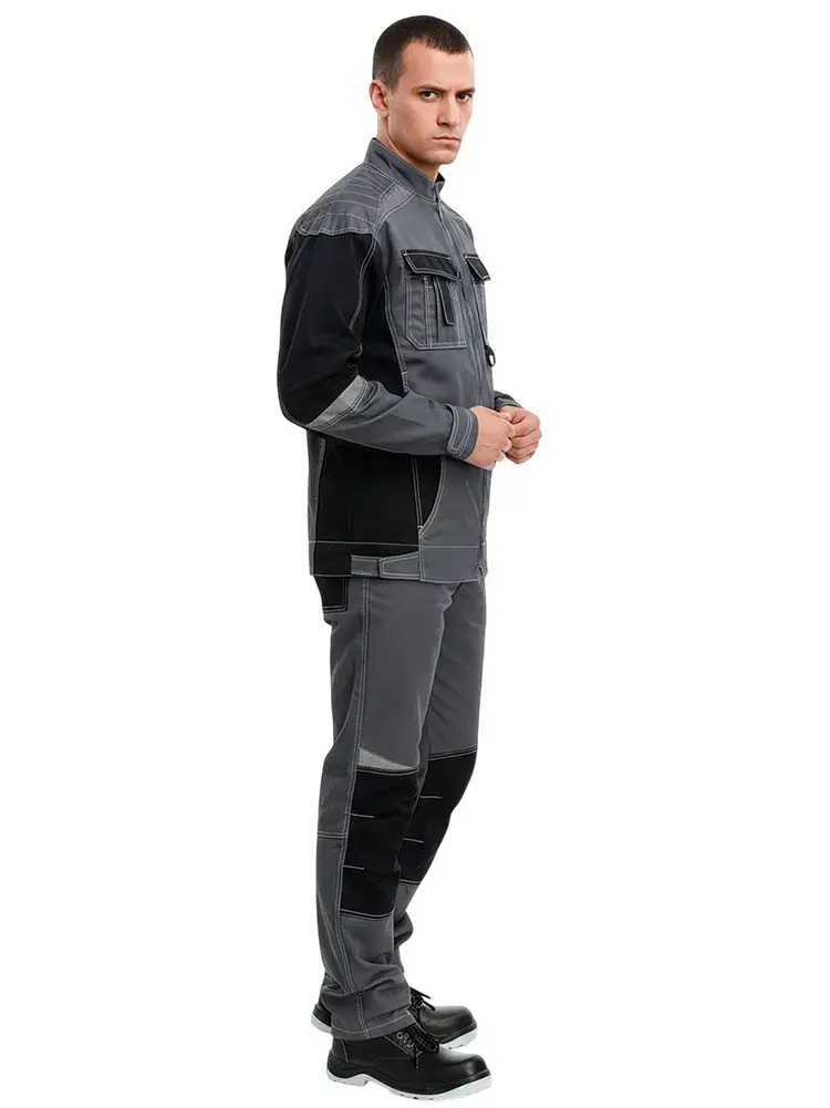 Костюм рабочий мужской летний RONTA KS908 с брюками темно-серый, черный