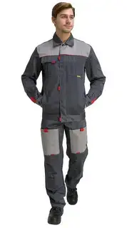 Костюм рабочий мужской летний RONTA KS809 с брюками темно-серый, светло-серый, красный Костюм рабочий мужской летний RONTA KS809 с брюками темно-серый, светло-серый, красный