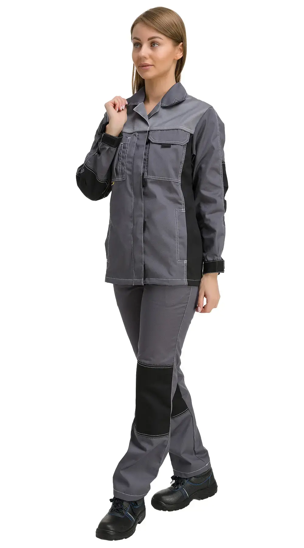 Костюм рабочий женский летний RONTA KS214 с брюками темно-серый, светло-серый, черный