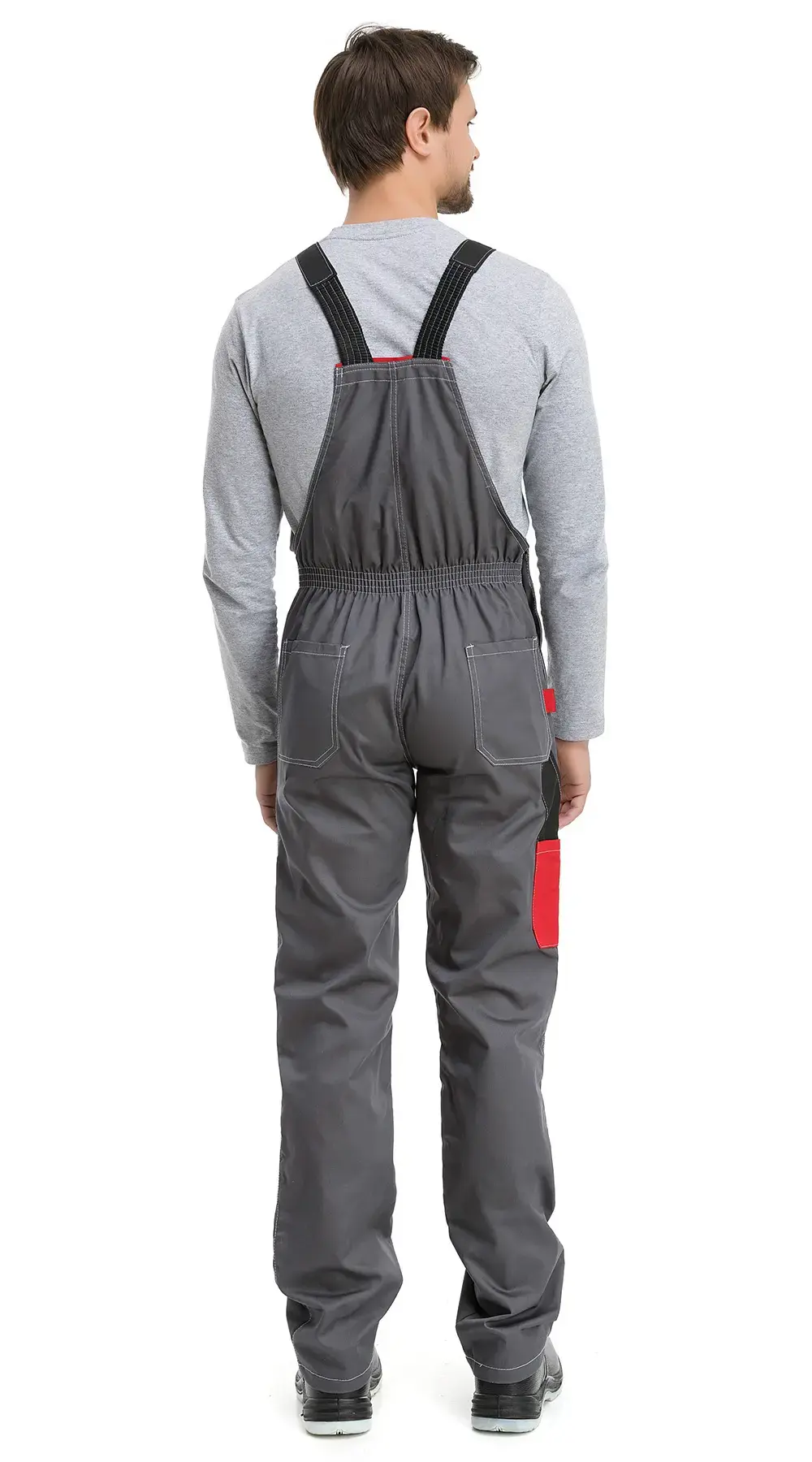Костюм рабочий мужской летний RONTA KS212 с полукомбинезоном темно-серый, красный, черный