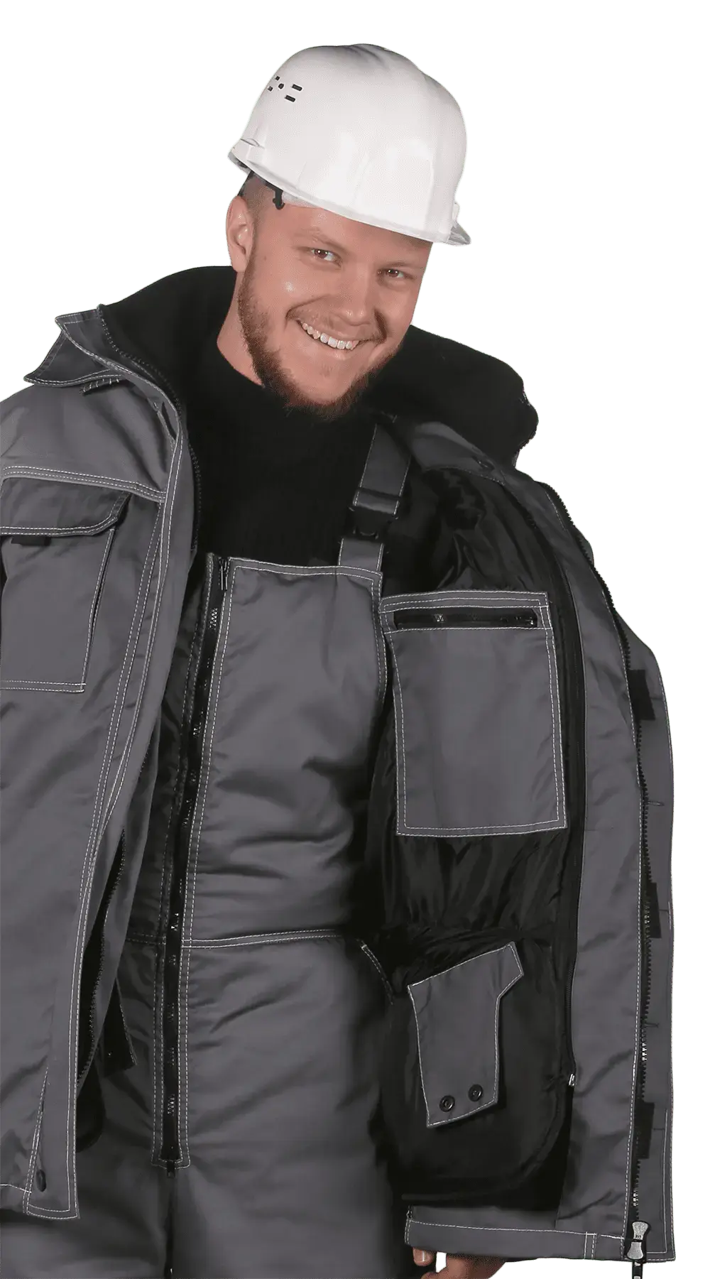 Костюм рабочий мужской утепленный зимний RONTA KS581 темно-серый, светло-серый, черный