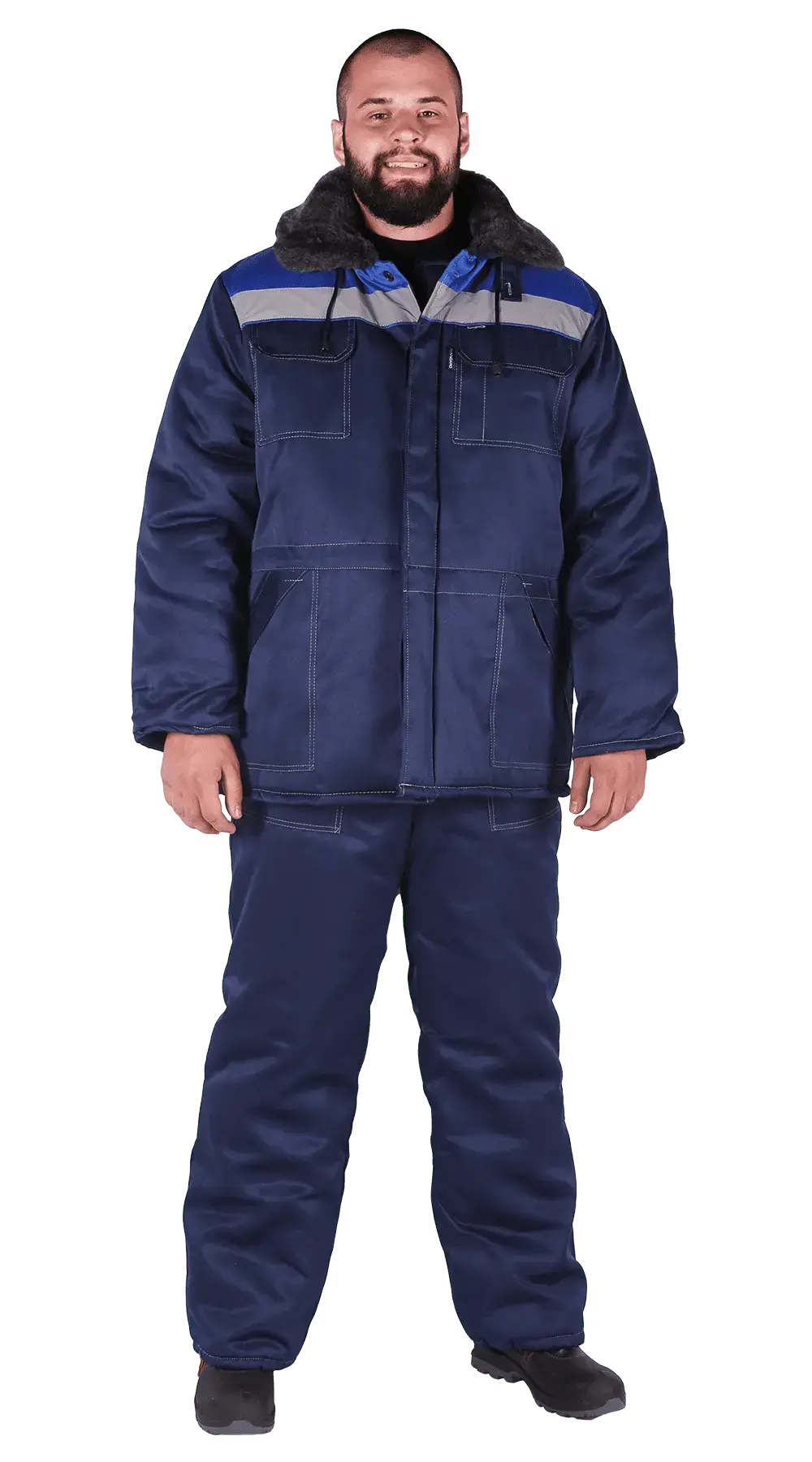 Костюм рабочий мужской утепленный зимний RONTA KS915 темно-синий, васильковый