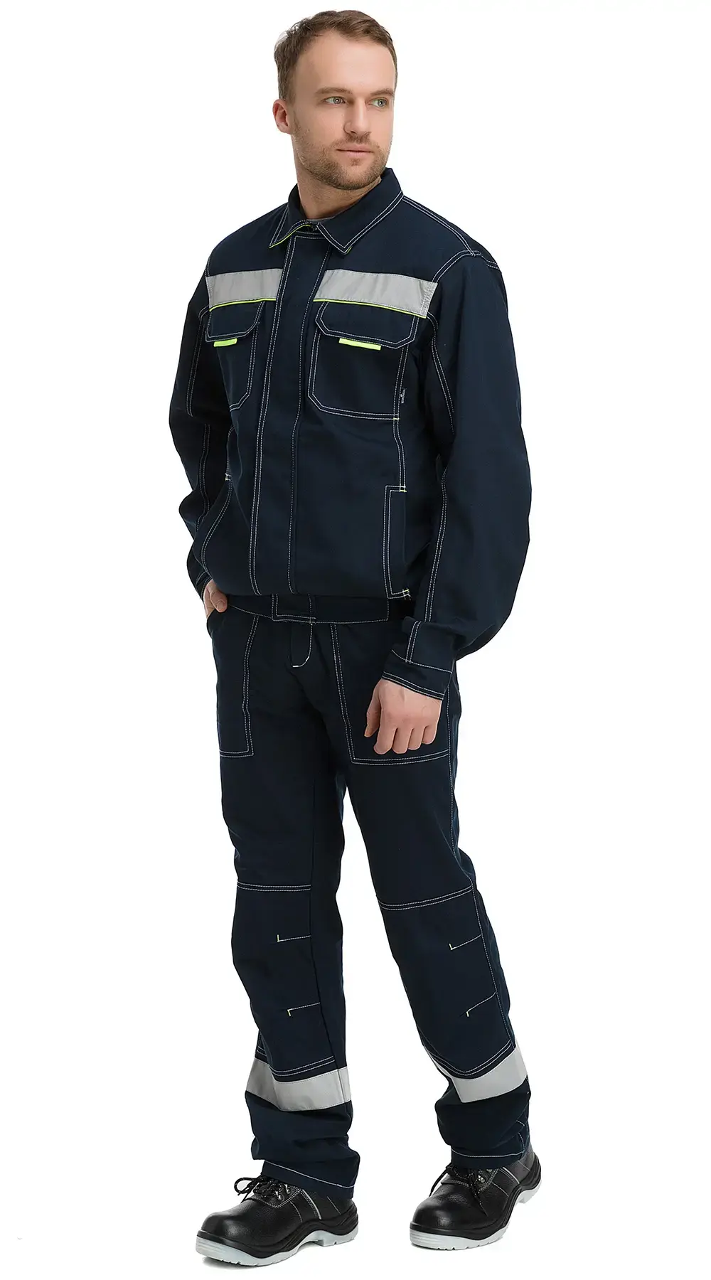 Костюм мужской летний Техноавиа "Азов СОП" с брюками темно-синий, лаймовый