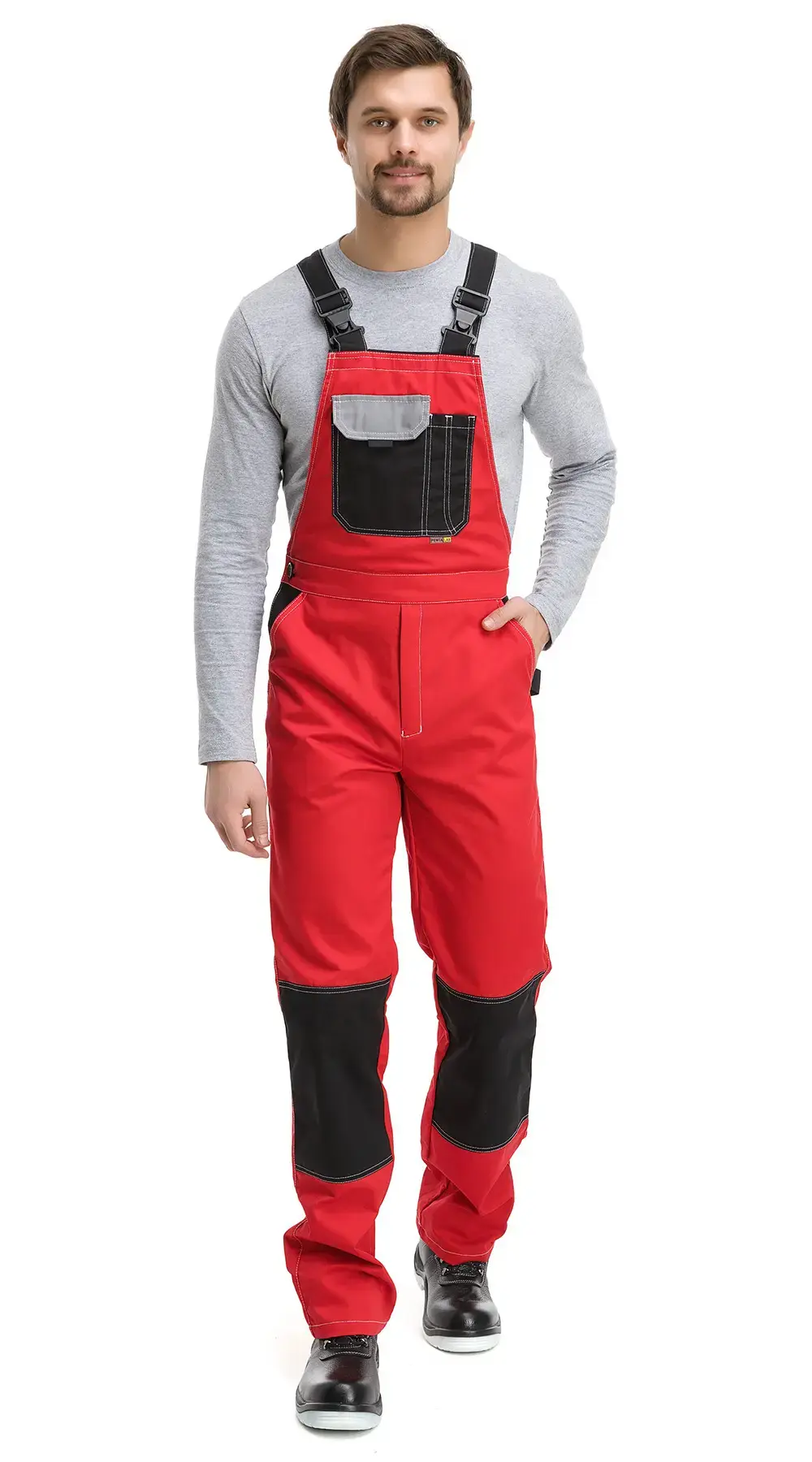 Костюм рабочий мужской летний RONTA KS212 с полукомбинезоном красный, серый, черный Костюм рабочий мужской летний RONTA KS212 с полукомбинезоном красный, серый, черный