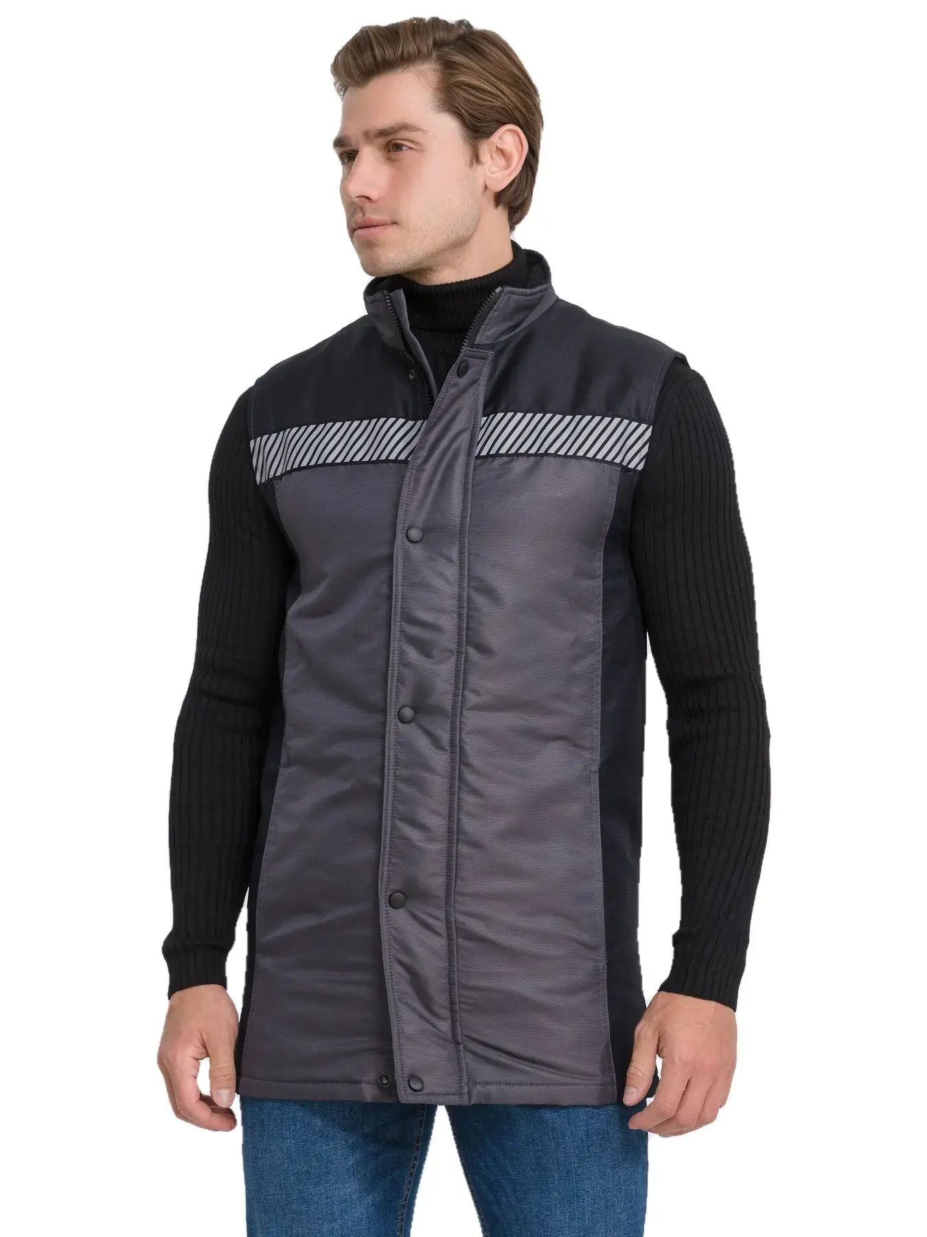 Жилет рабочий мужской утепленный зимний RONTA JT3085 темно-серый, черный