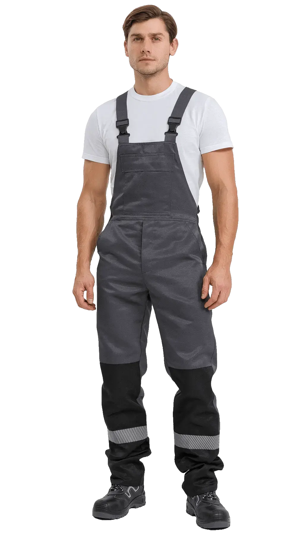 Костюм рабочий мужской летний RONTA KS812 с полукомбинезоном темно-серый, черный