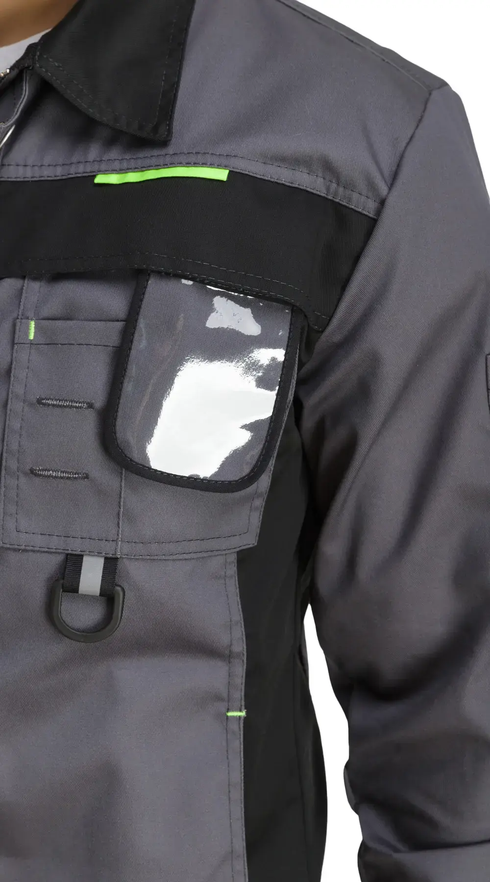 Костюм рабочий мужской летний RONTA KS810 с полукомбинезоном темно-серый, черный, лаймовый