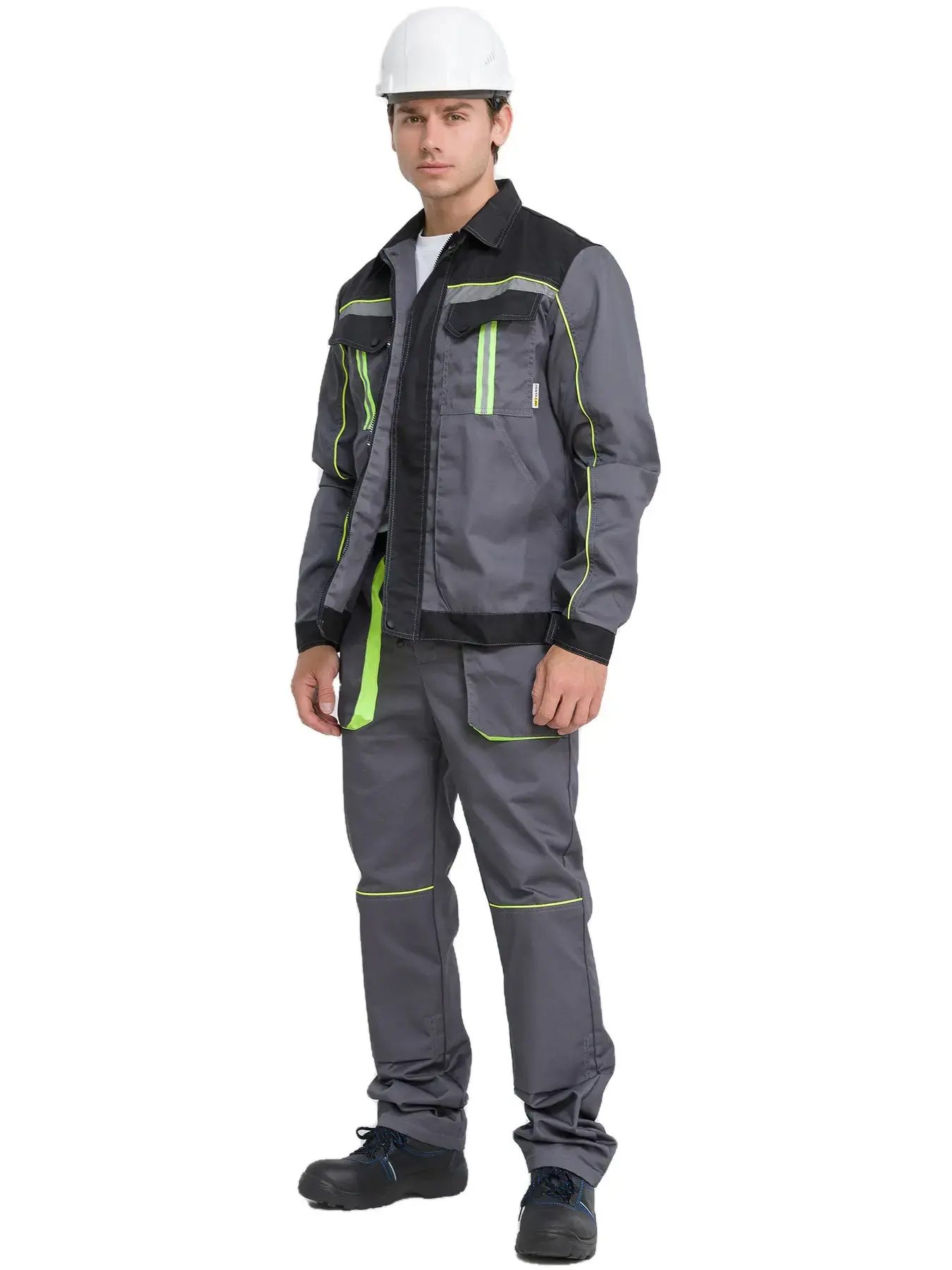Костюм рабочий мужской летний RONTA KS806 с брюками темно-серый, черный, лаймовый