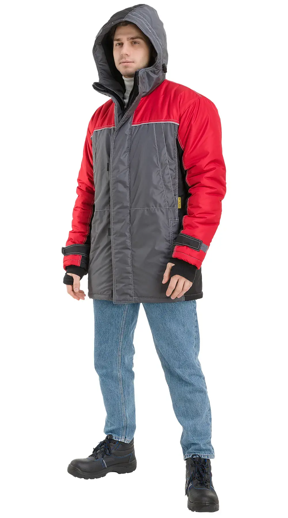 Куртка рабочая мужская зимняя утепленная RONTA KR930 темно-серая, черная, красная