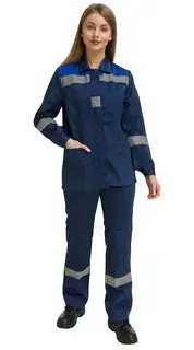 Костюм рабочий женский летний RONTA KS815 с брюками темно-синий, васильковый