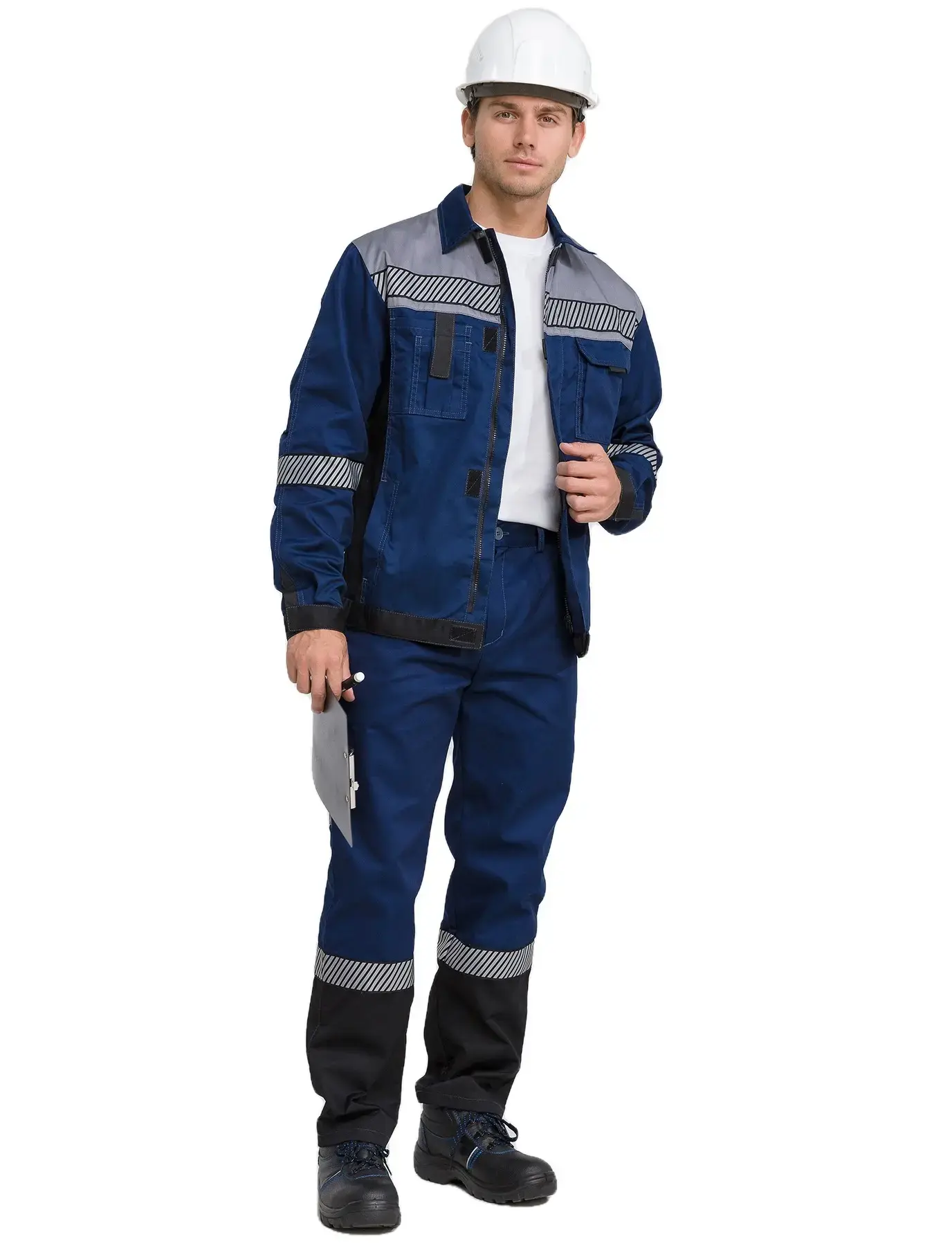 Костюм рабочий мужской летний RONTA KS261 с брюками темно-синий, серый, черный