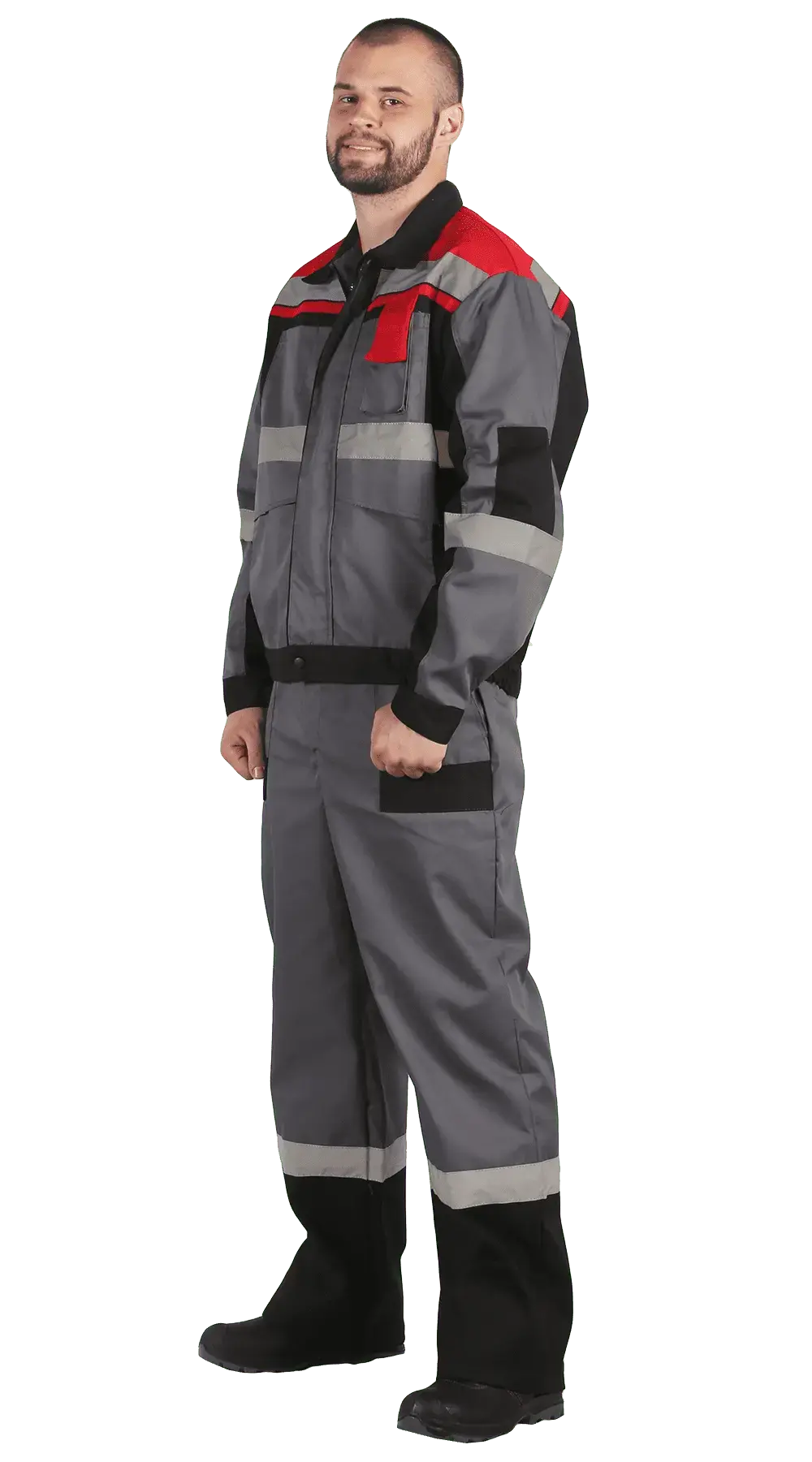 Костюм рабочий мужской летний RONTA KSVIVAT с брюками светло-серый, черный, красный