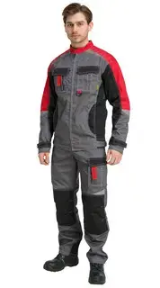 Костюм рабочий мужской летний RONTA KS206 с брюками темно-серый, черный, красный