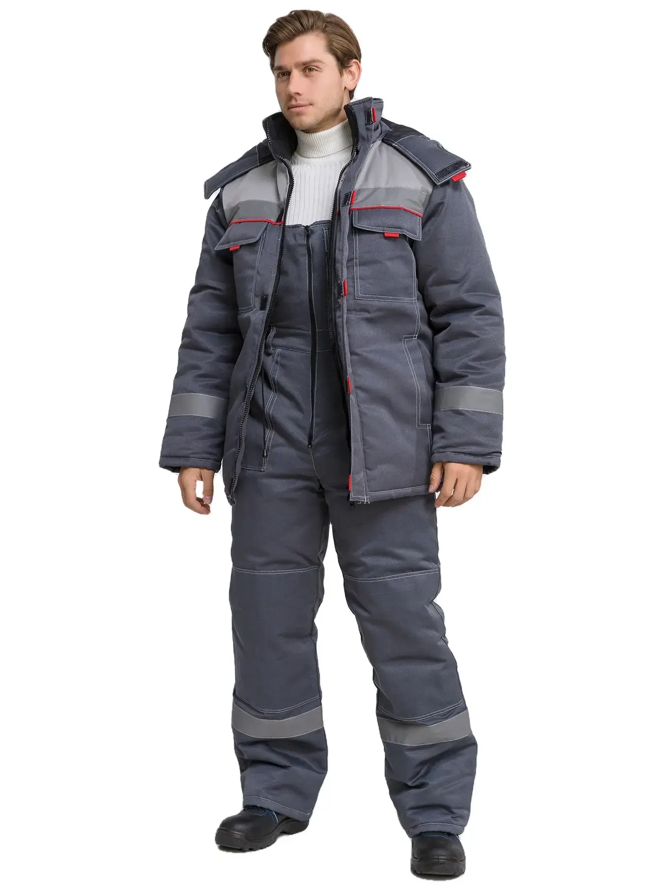 Костюм рабочий мужской утепленный зимний RONTA KSFAVORIT темно-серый, светло-серый