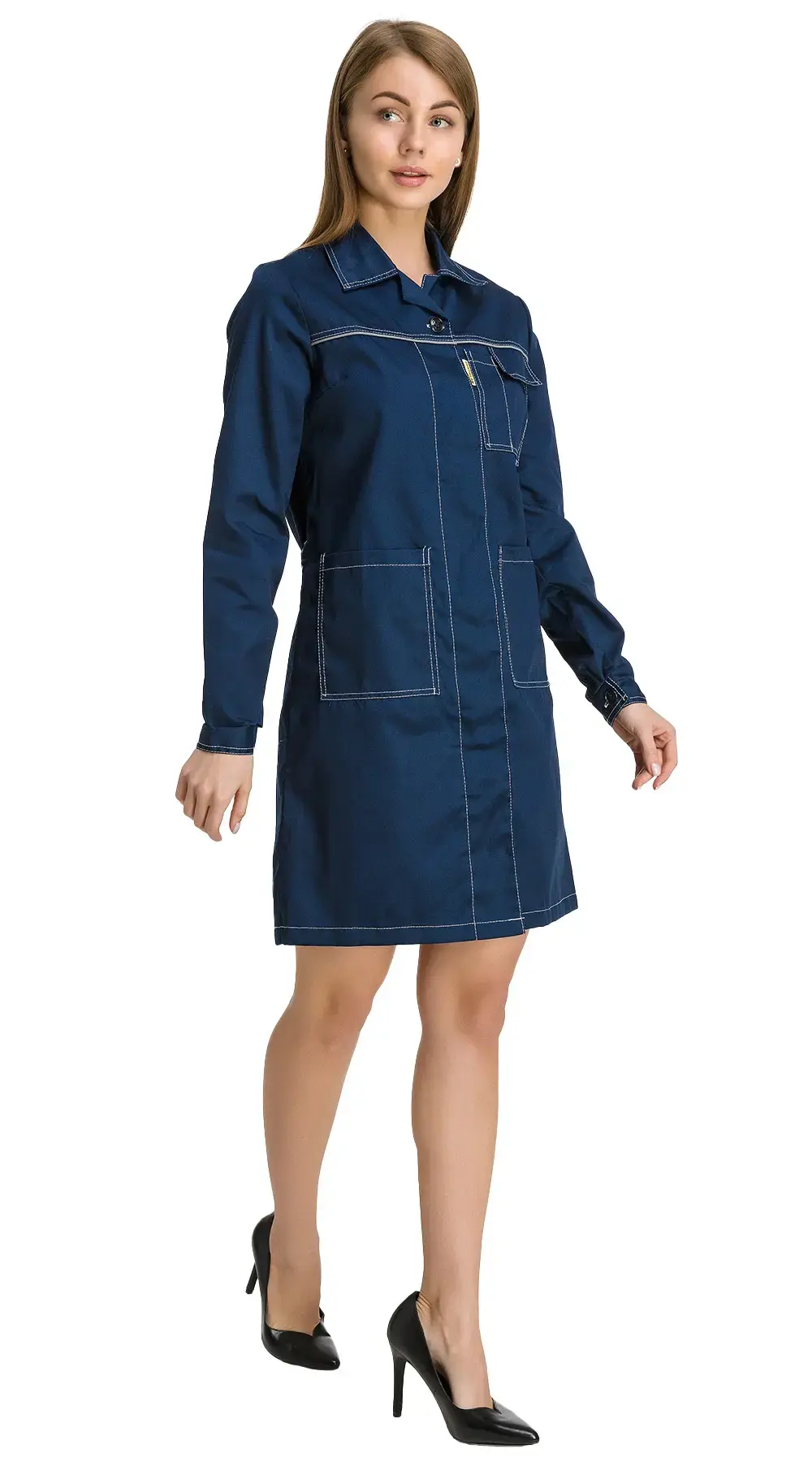 Халат рабочий женский летний RONTA HL701 темно-синий