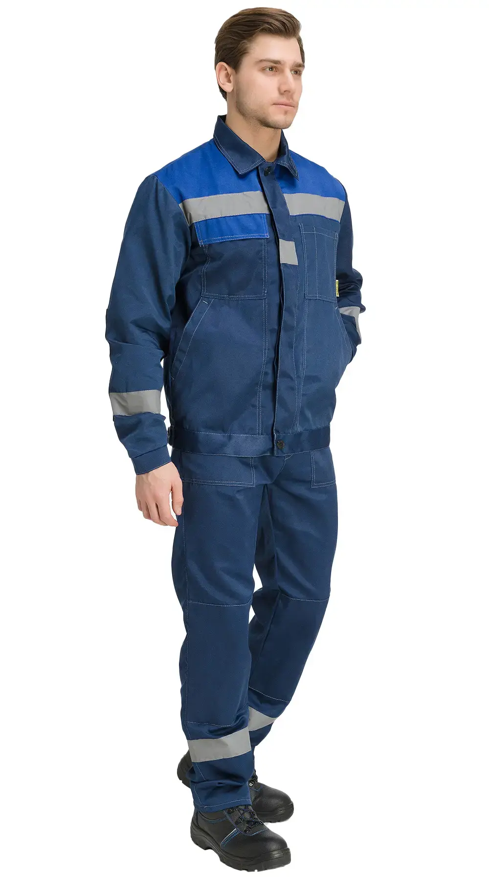 Костюм рабочий мужской летний RONTA KS812 с полукомбинезоном темно-синий, васильковый