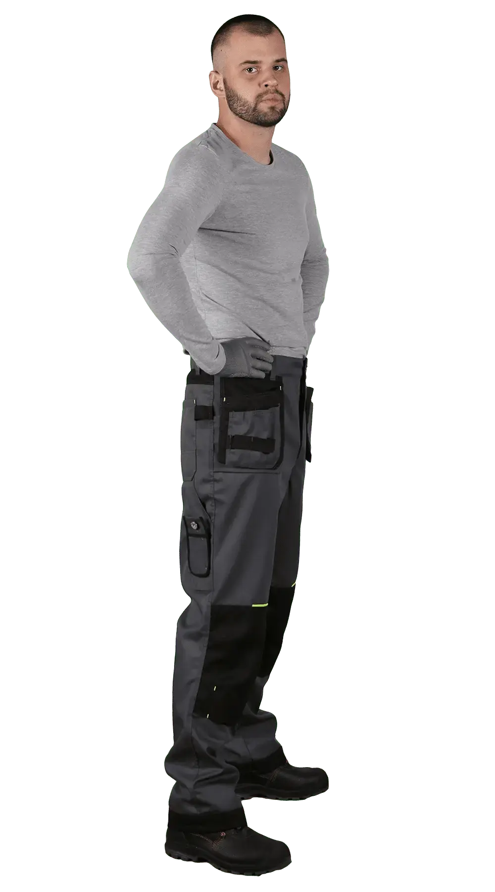 Костюм рабочий мужской летний RONTA KS814 с брюками (темно-серый, черный, лаймовый)