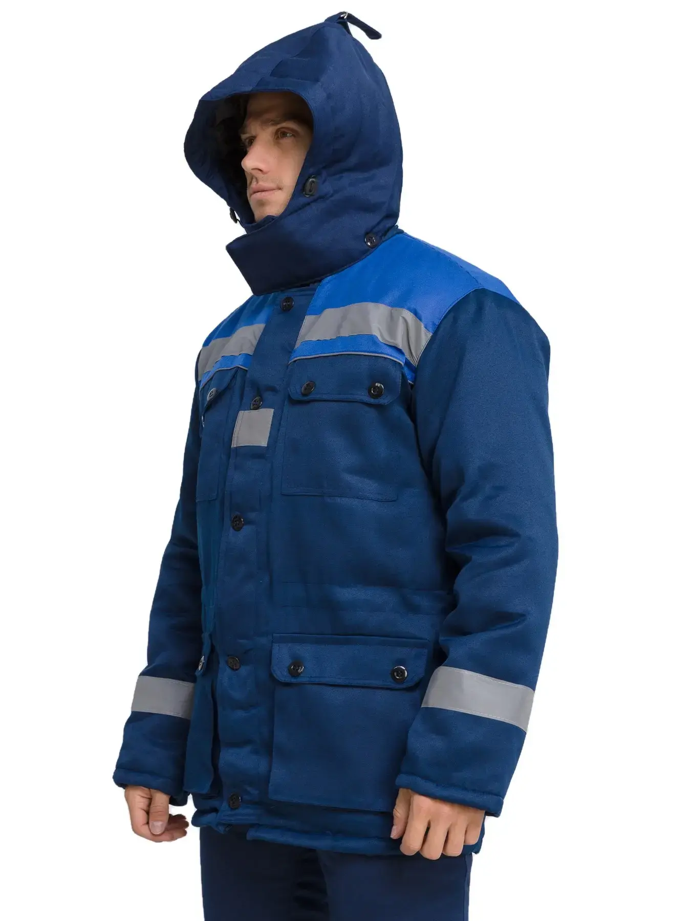 Костюм рабочий мужской утепленный зимний RONTA KS241 с полукомбинезом темно-синий, васильковый