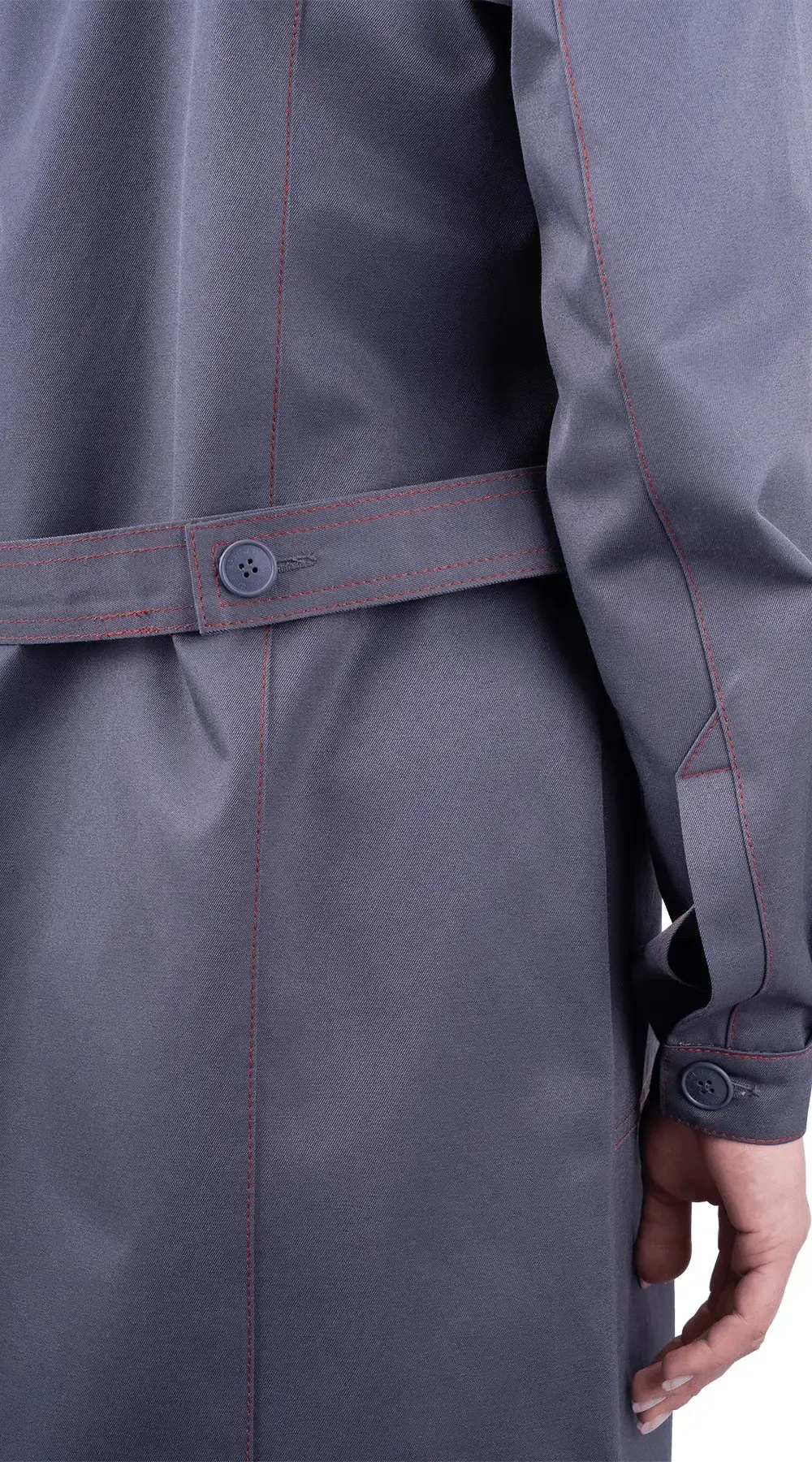 Халат рабочий женский летний RONTA HL8  темно-серый, красный