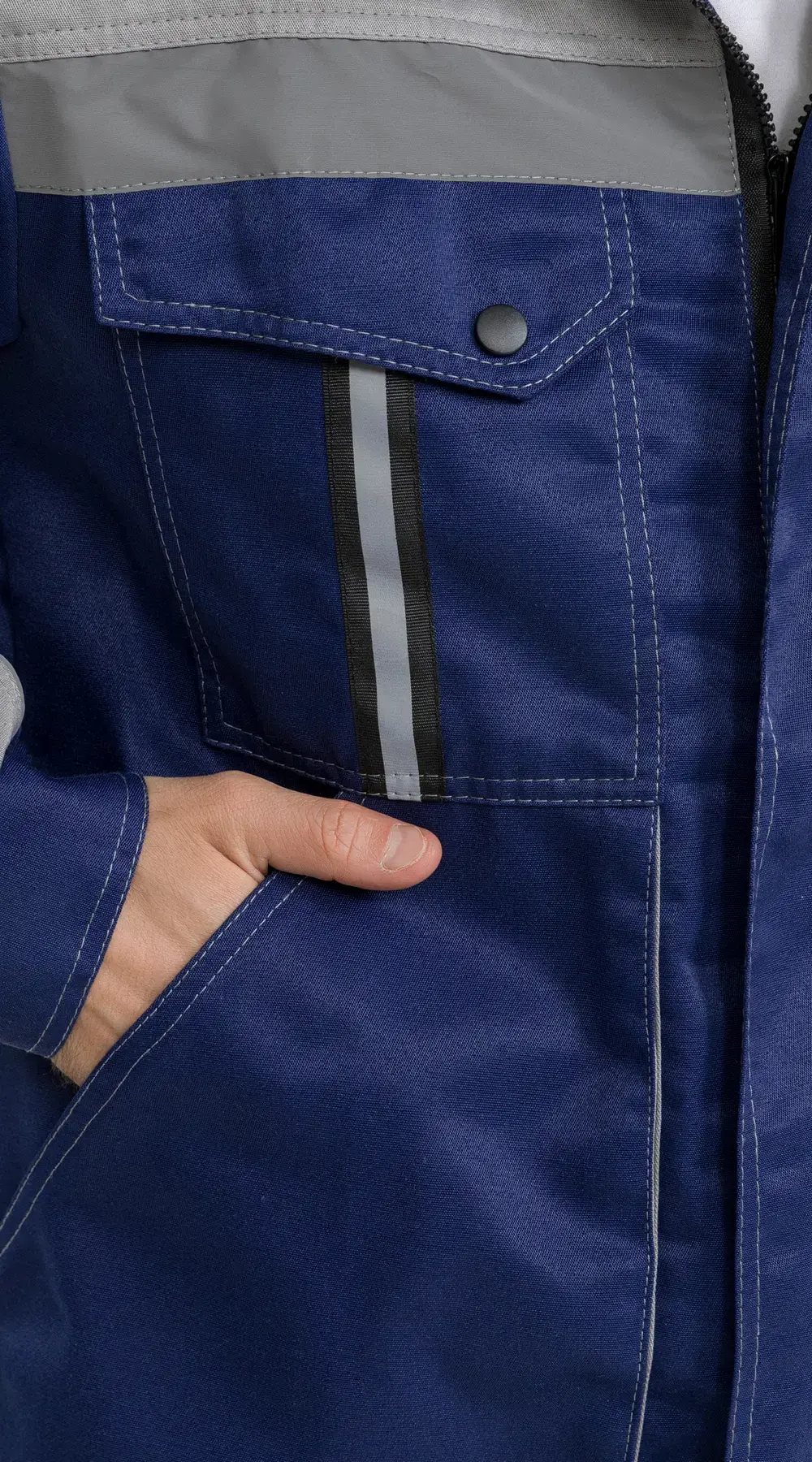 Костюм рабочий мужской летний RONTA KS818 с полукомбинезоном темно-синий, серый